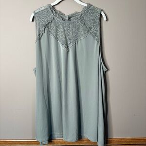 Torrid Lace Trim Top in Sage Green